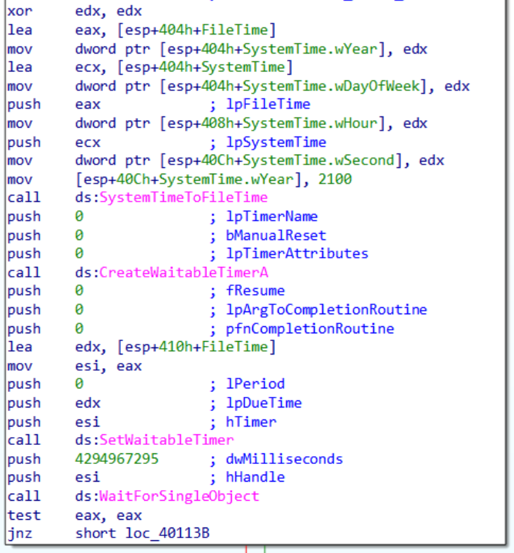 SYSTEMTIME structure built on the stack with only the year field set
