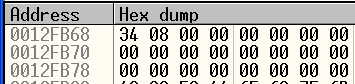 Memory view showing the SYSTEMTIME and the zeroed FILETIME passed to SetWaitableTimer